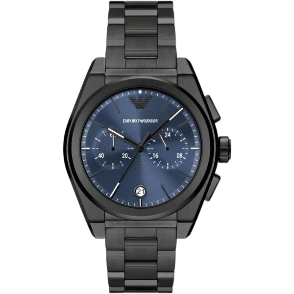 Emporio Armani - Federico Black Stainless Steel Blue Dial Chronograph Quartz Watch - AR11561