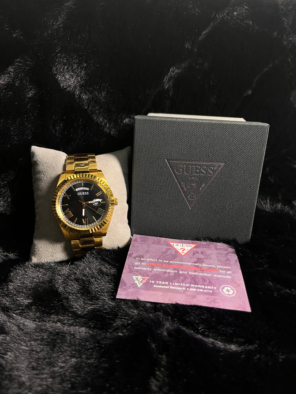 Guess Connoisseur Gold Stainless Steel Black Dial Quartz Watch - GW0265G3