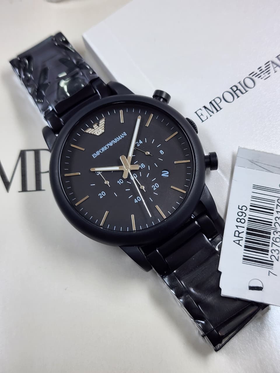EMPORIO ARMANI Classic Black Stainless Steel Chronograph Watch - AR1895