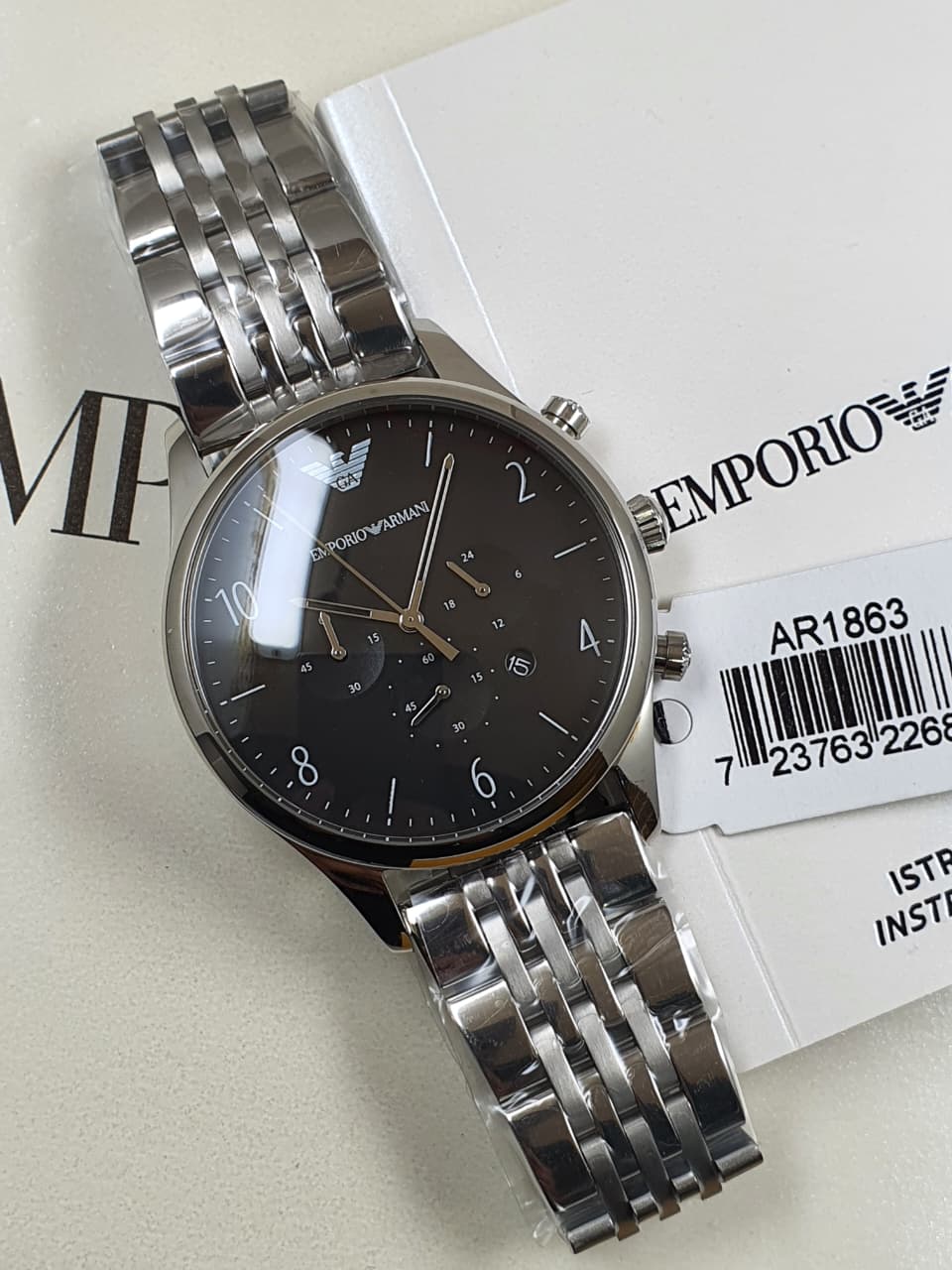 EMPORIO ARMANI Beta Silver Stainless Steel Chronograph Quartz Watch - AR1863