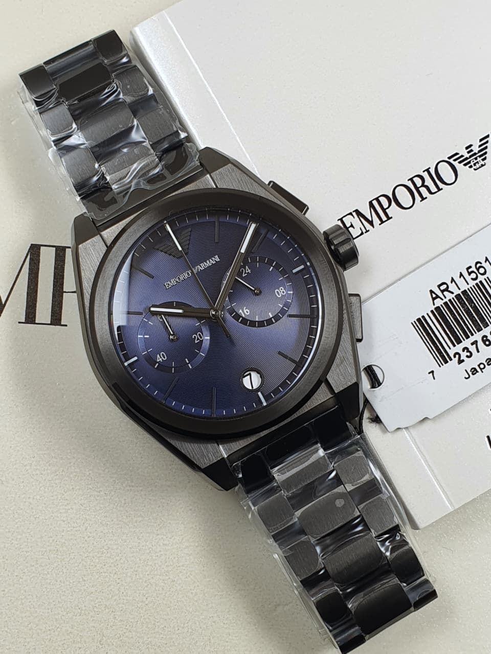 Emporio Armani - Federico Black Stainless Steel Blue Dial Chronograph Quartz Watch - AR11561